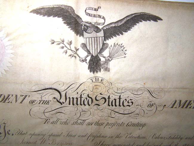 A War of 1812 Military Commission signed by Pres. James Madison on June 1, 1810, appointing James Bryson as Second Lt. — image 3